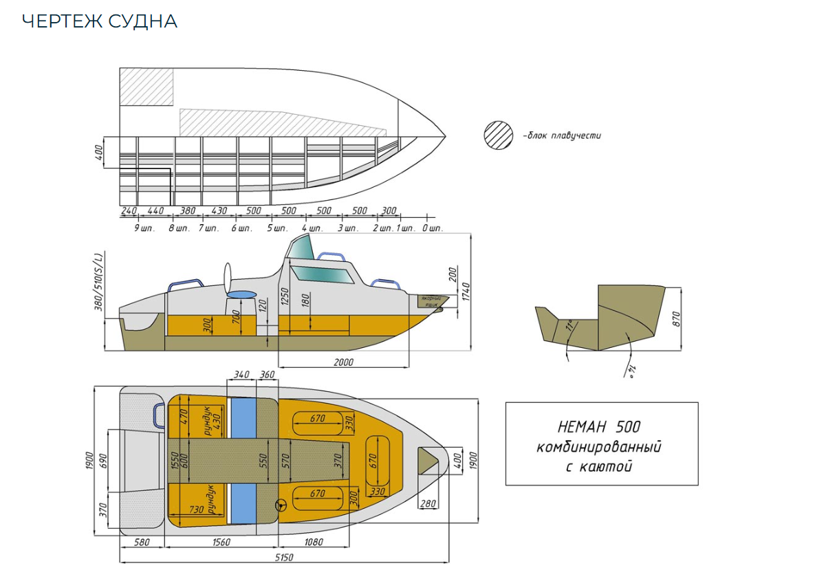 Комбинированный катер Neman-500 с каютой в Миассе