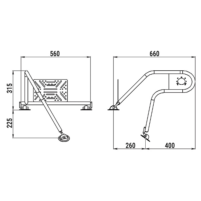 Стойка рулевая с креплением на баллон надувной лодки 25мм в Миассе