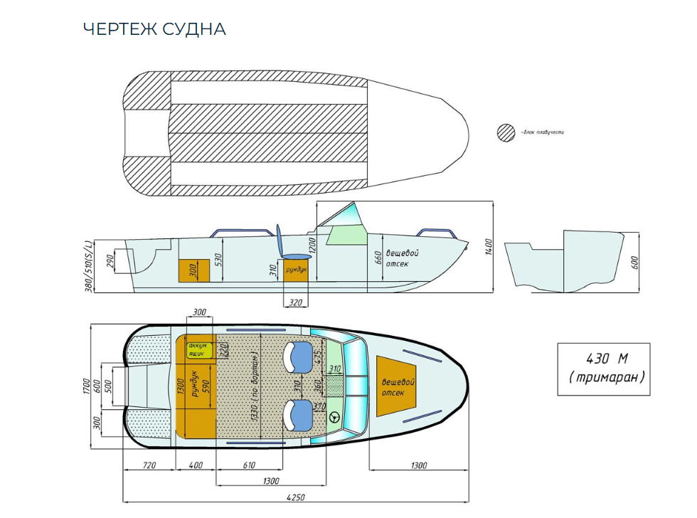 Стеклопластиковый катер Wyatboat-430 M (тримаран) в Миассе