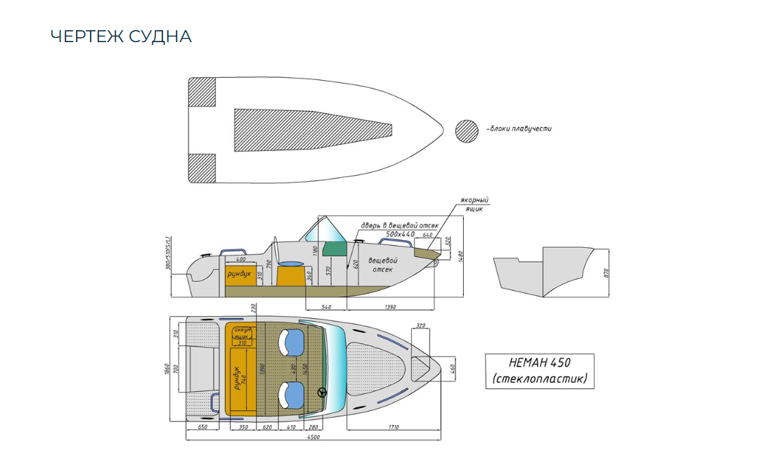 Стеклопластиковый катер Neman-450 в Миассе